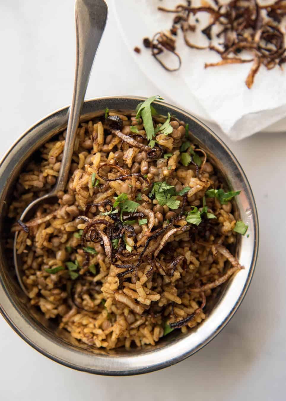 Mejadra - A aromatic Middle Eastern Rice and Lentil Pilaf. A recipe by Yotam Ottolenghi. www.recipetineats.com