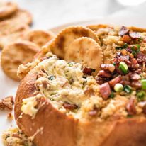 This Cheese and Bacon Dip is creamy, cheesy and loaded with bacon! Super easy to make, made with cream cheese. recipetineats.com