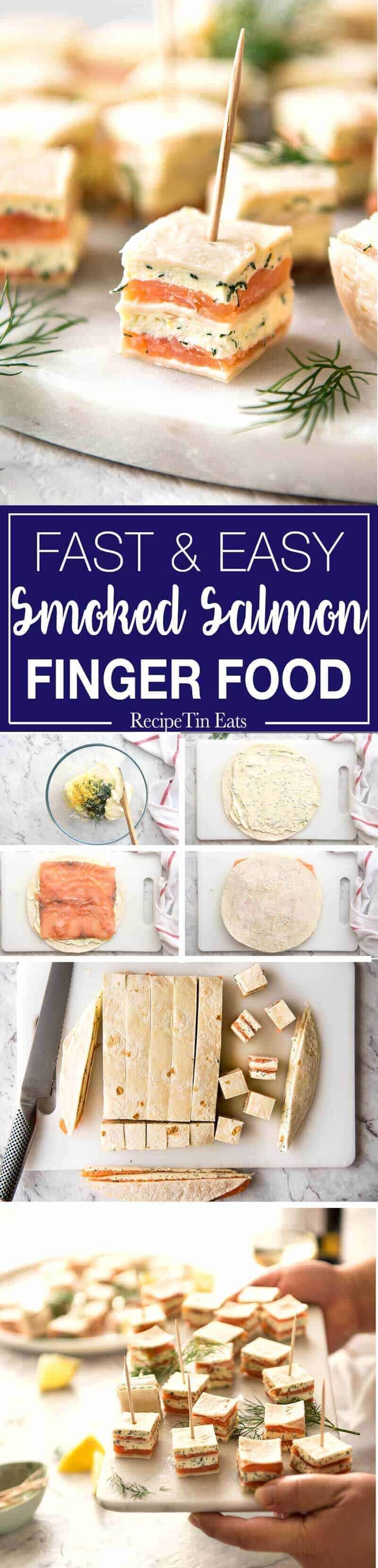 Smoked Salmon Appetizer fantastic for gatherings - no fiddly assembly, served at room temperature, looks elegant and tastes SO GOOD! www.recipetineats.com