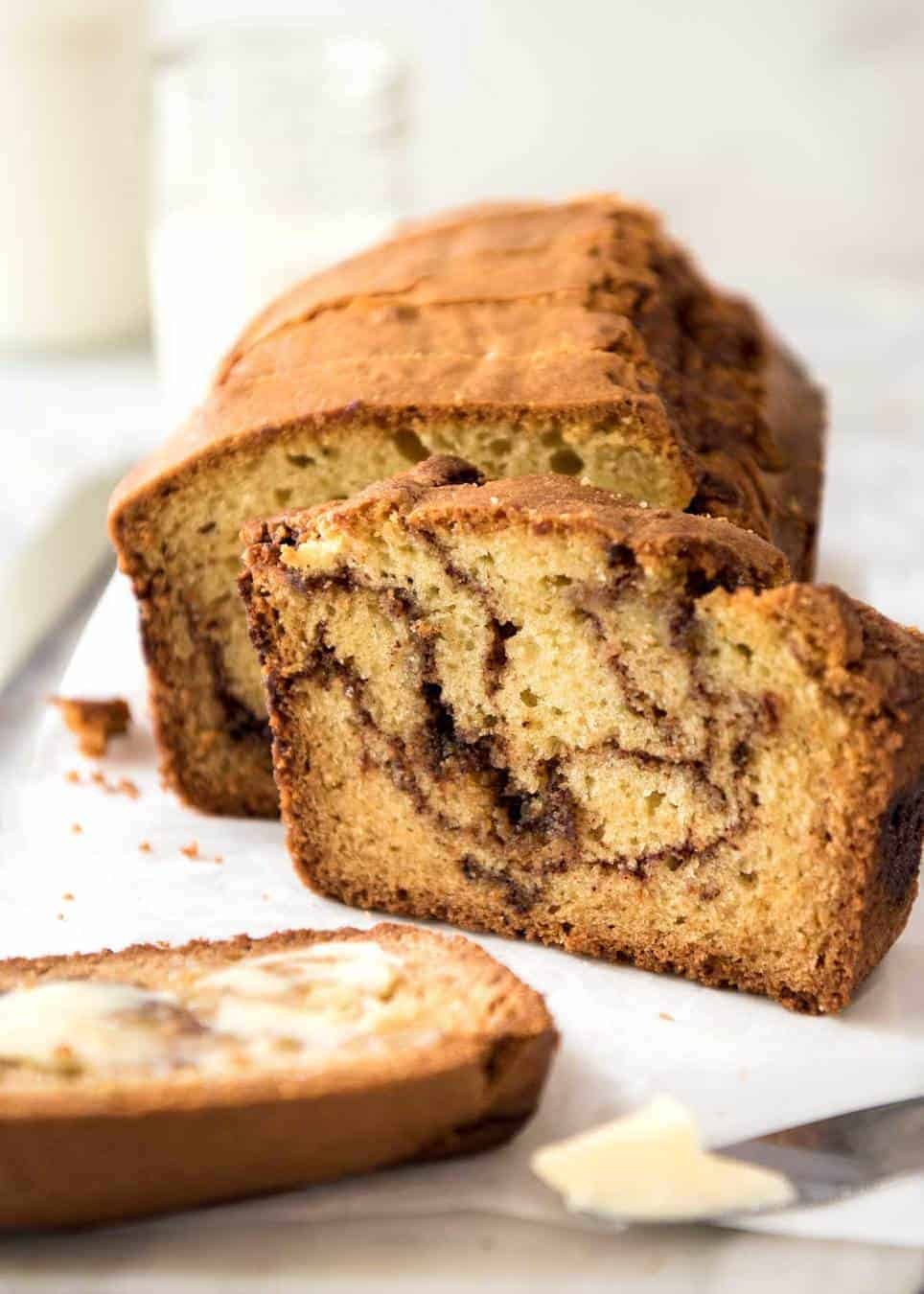 Easy Cinnamon Swirl Quick Bread - Super easy to make, very forgiving, it's a quick homemade version of your favourite cinnamon bread! www.recipetineats.com