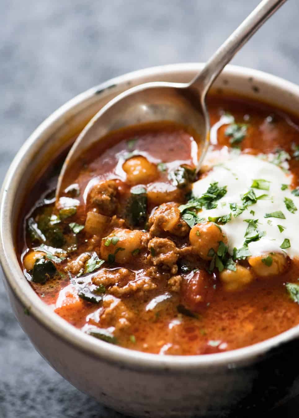 A chickpea soup exploding with flavour! Tastes like Chicken Shawarma in soup form with lamb, quick to make, nutritious and filling. recipetineats.com