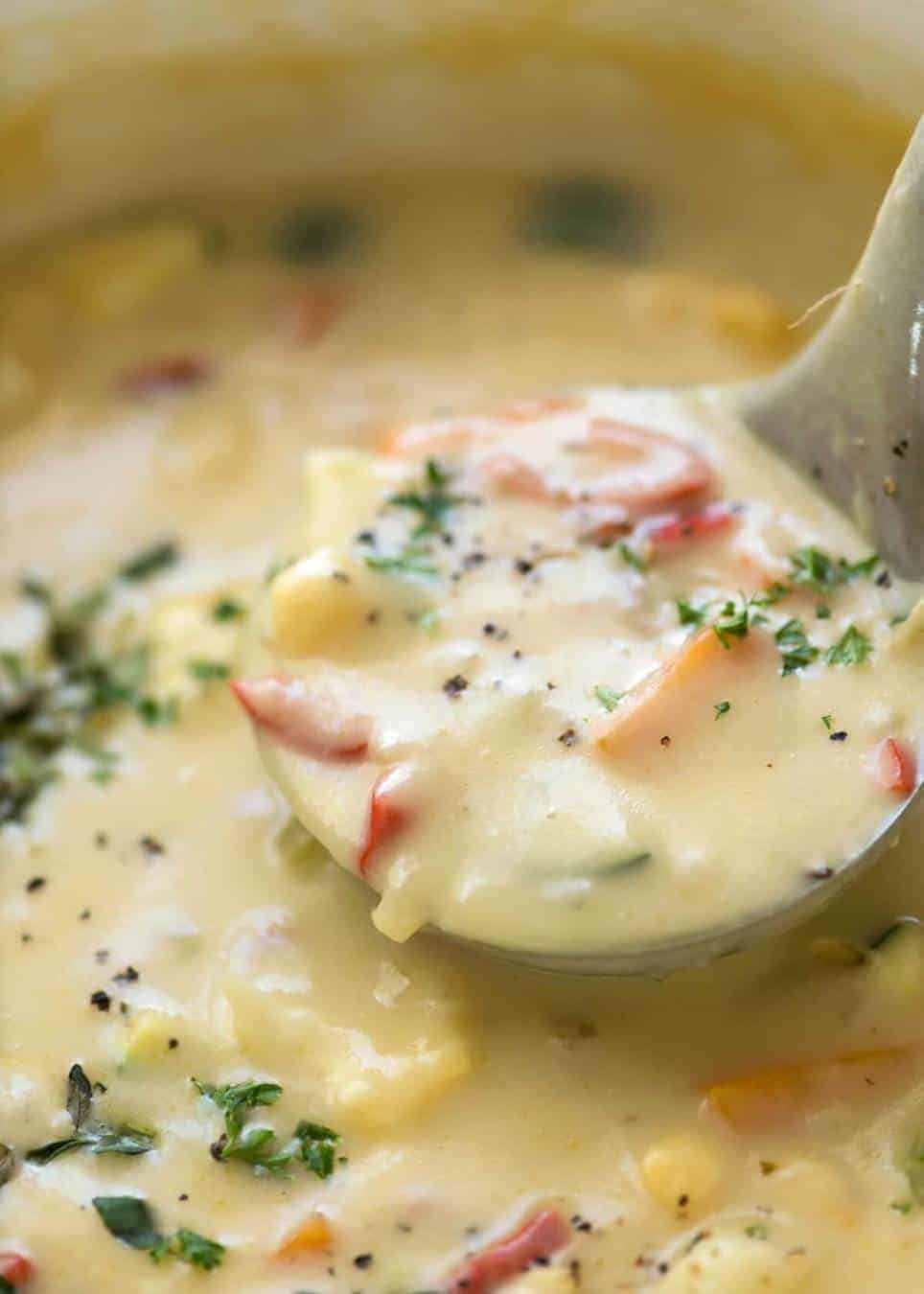 It's a miracle - this Creamy Healthy Vegetable Soup is super low cal, low carb, gluten free and unbelievably tasty. The secret: peeled zucchini, cauliflower, onion and garlic cooked then pureed. Imagine the possibilities! recipetineats.com