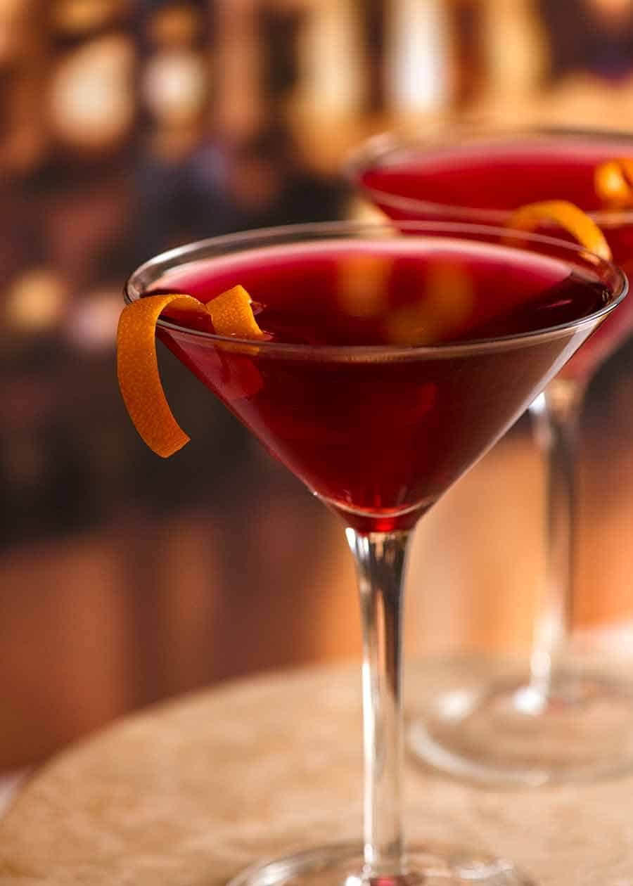 Cosmopolitan cocktail in a bar