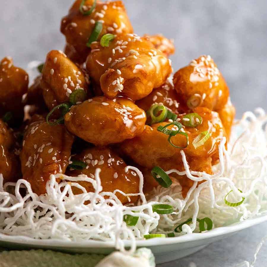 Plate of Honey Chicken - Stays Crispy!