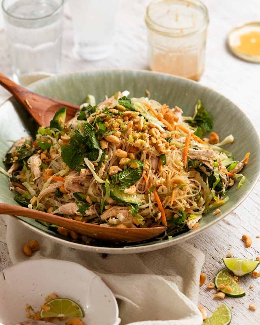 Large bowl of Glass noodle salad ready to be served